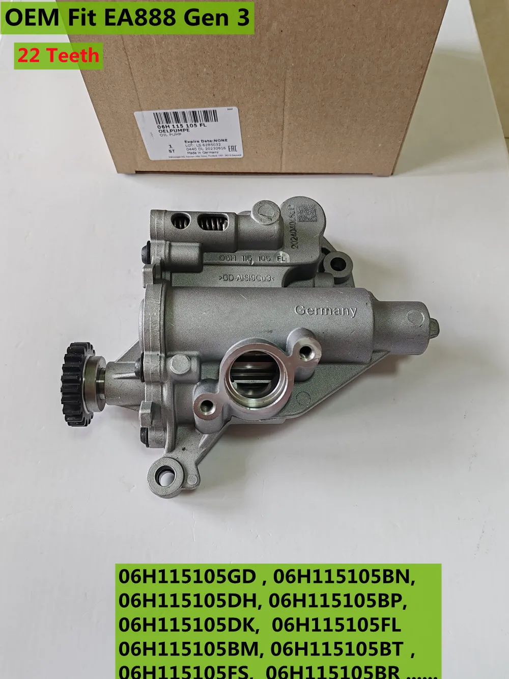 

06Х 115105 DH 06H 115105 FL OEM EA888 Gen 3 Масляный насос с 22 зубьями в сборе для Audi A4 A5 VW Golf MK7 Jetta 1.8T 2.0T 06H 115105 БМ
