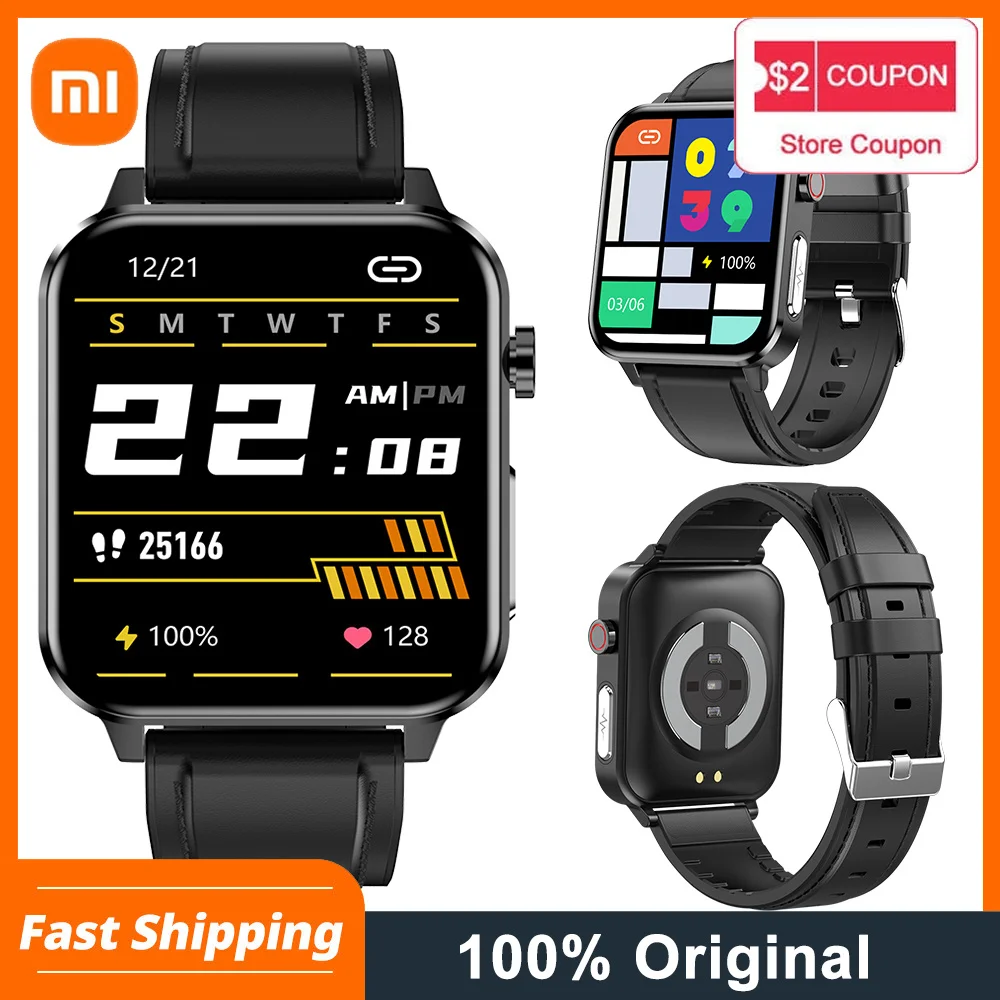 

Мужские Смарт-часы Xiaomi ecg с датчиком температуры тела, пульсометром, тонометром, Смарт-часы 1,7 дюйма с сенсорным экраном для занятий спортом