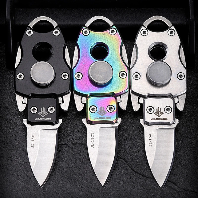 EDC Fidget Spinner Small Knife  2in1 Outdoor Pocket High Hardness Self-defense Gyroscope for Adults Men Gift Mini Folding Knife