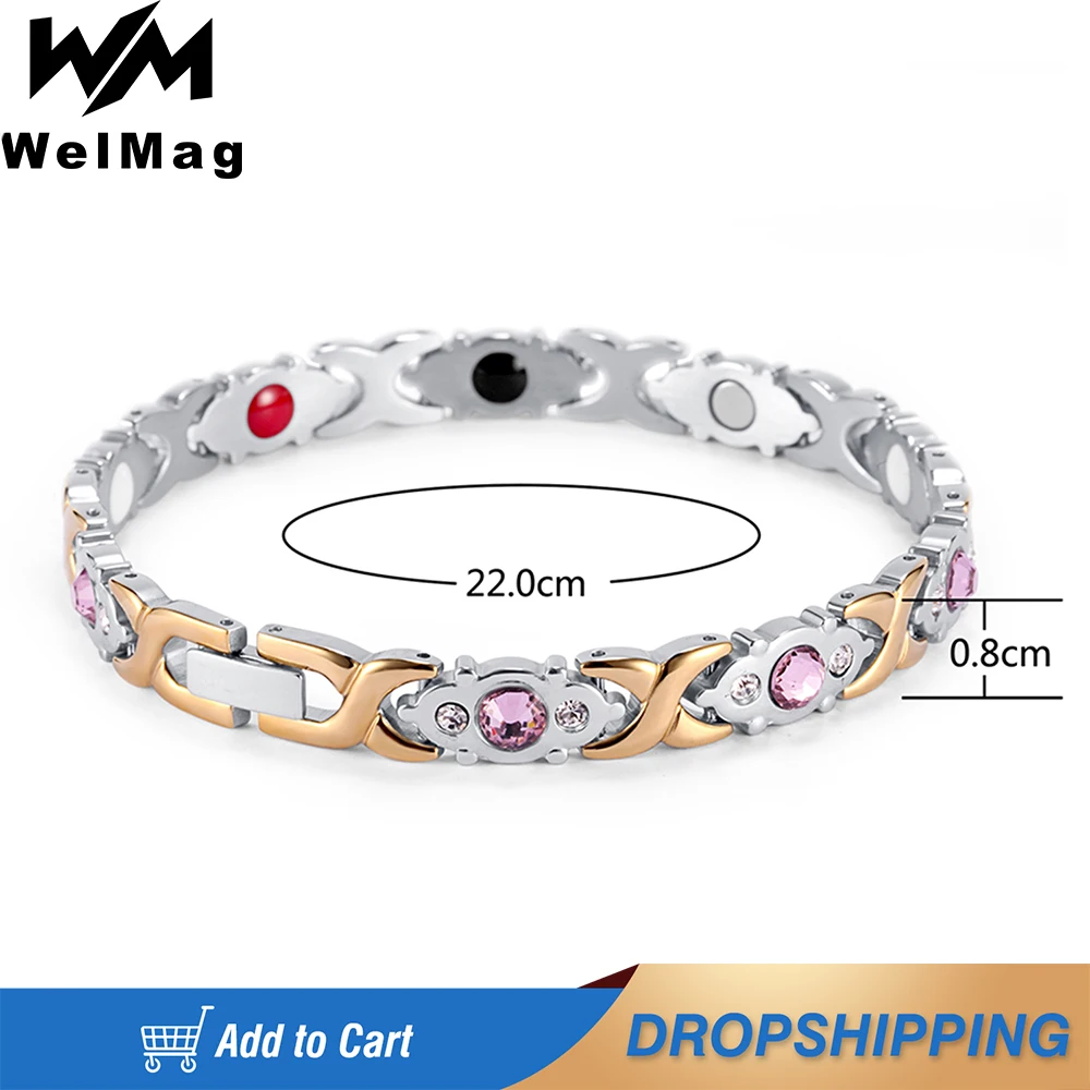 Браслеты из нержавеющей стали WelMag модные здоровые роскошные женские ювелирные