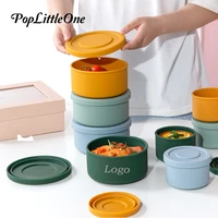 baby feeding bowl childrens silicone bowl sealed fresh lunch box size two sizes travel lunch box microwave refrigerator bowl