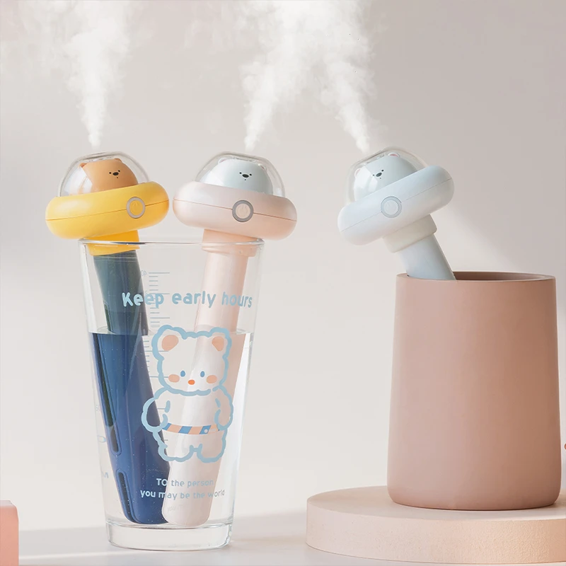 

Mini USB Humidifier Cute Bear Portable Air Aroma Diffuser Nano Spray Moisturizer Colour Light Home Office Car Bottle Mist Maker