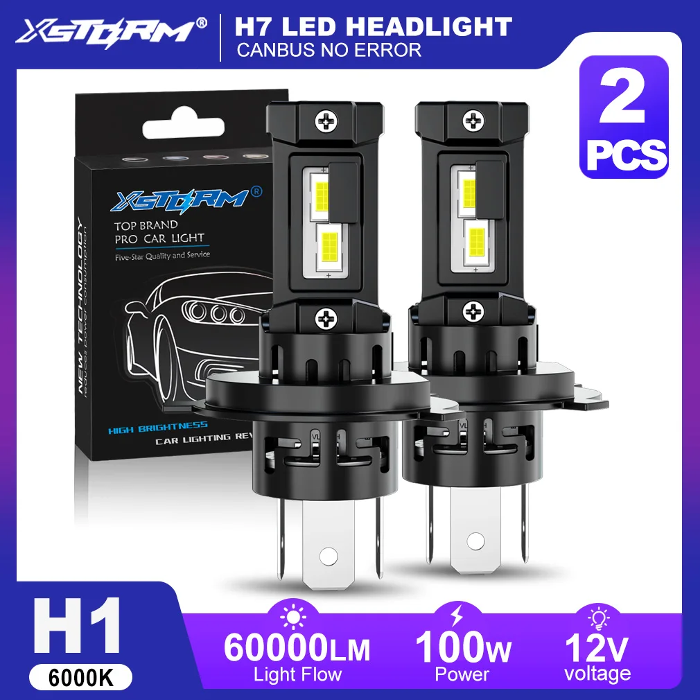 

Светодиодные лампы XSTORM H4 6000K 100W для автомобиля, фары H1 H7 LED Canbus 9005 9006, 60000LM, автолампы Plug&Play