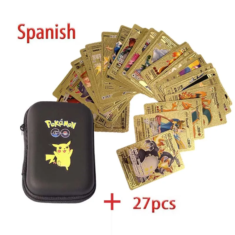 

2022 New Pokemon Cards Metal Gold Vmax GX Energy Card Charizard Pikachu Rare Collection Battle Trainer Card Child Toys Gift