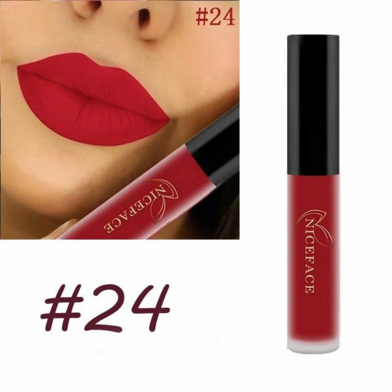 

Sexy Red 28 Color Lipsticks Matte Waterproof Red Lip Gloss Mate Makeup Long Lasting Nude Brown Women Lips Liquid Lipstick HTRP24