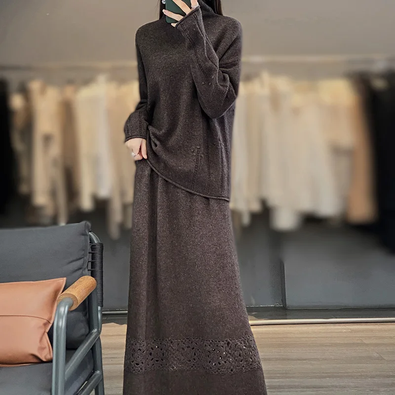 Высококлассный Модный женский комплект из 100% чистой шерсти новинка 2023 вязаный