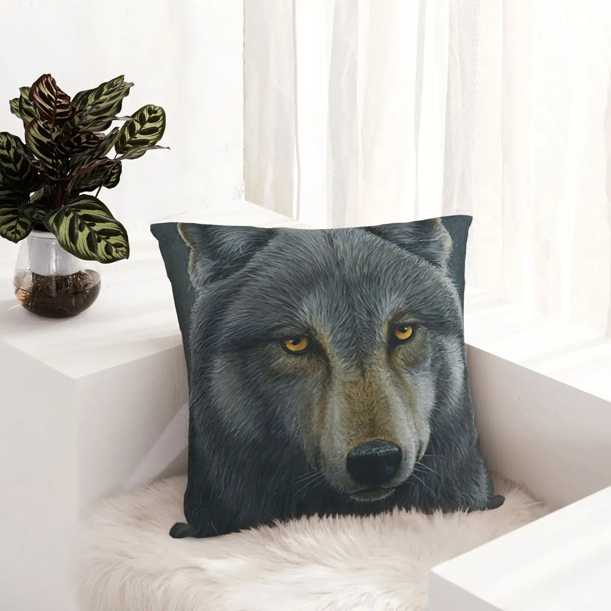 

Wolf pillowcase printed cushion cover sofa waist pillow pillow cover