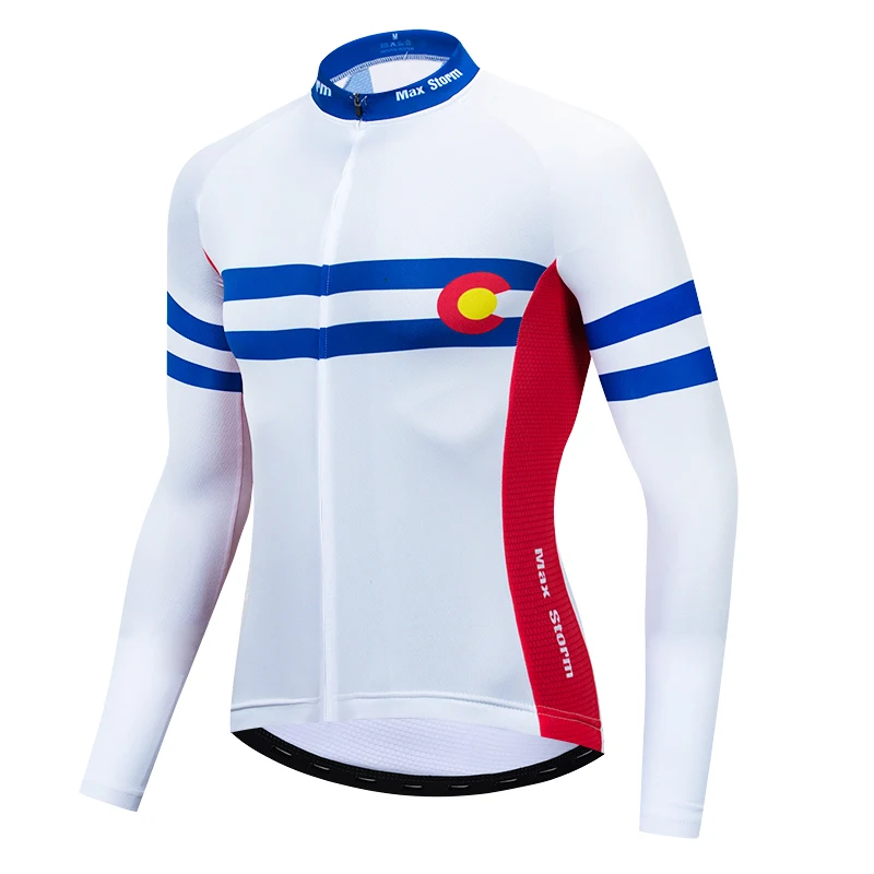 

2019 Colorado cycling jersey long sleeve Winter Thermal Fleece&no Fleece cycling clothing Reflective zipper 4 pockets