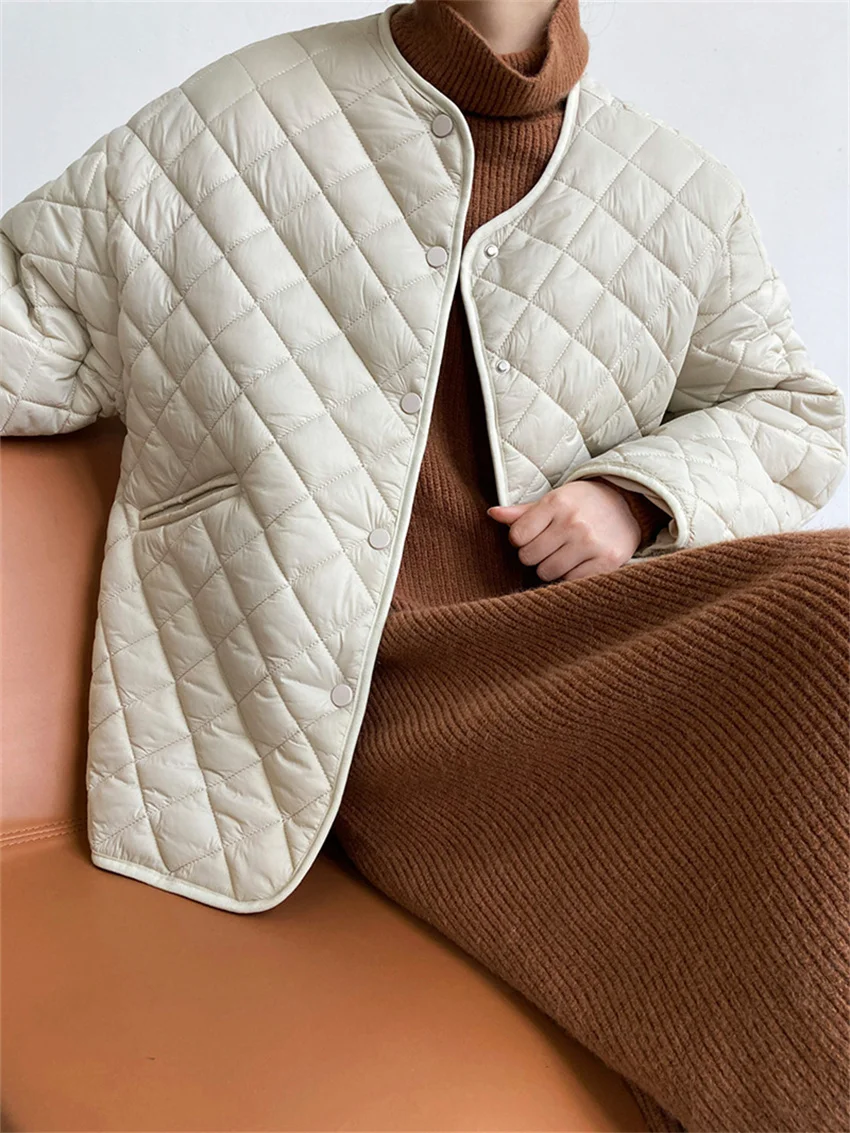 

HziriP M-L Stylish Winter Jackets Slim Women Warm Chic Solid Normcore Parkas 2022 Office Lady Loose Coats All Match Gentle