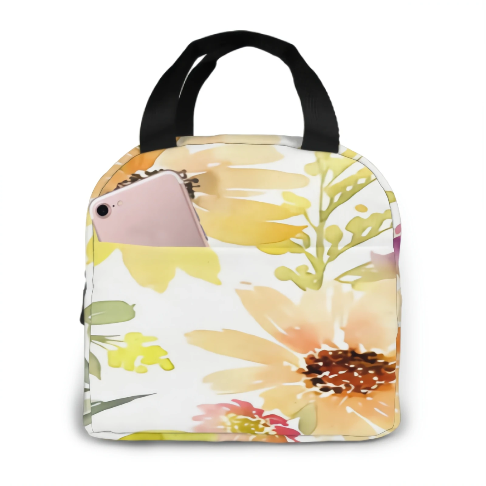 

Подсолнухи летние сумки для ланча для женщин, герметичный изолированный цветочный Ланч-бокс с регулируемым плечевым ремнем многоразового использования