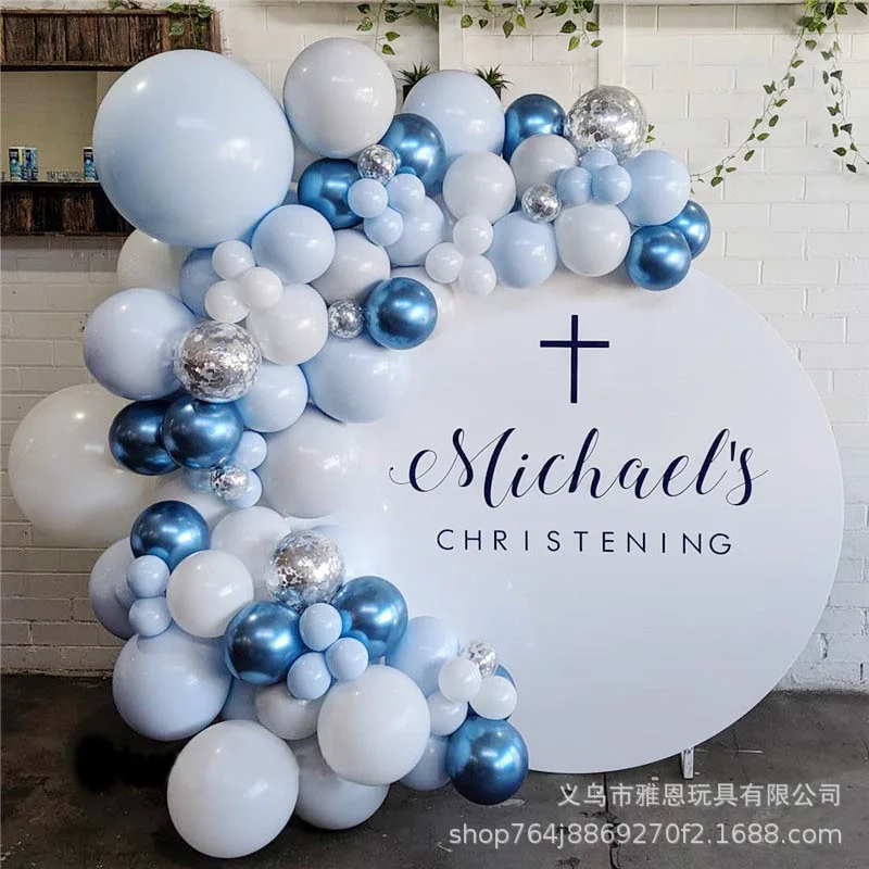 

Baby Shower Birthday Balloons Blue Metallic Balloon Garland Arch Kit Welcome Girl Baptism Confetti Birthday Party Decoration