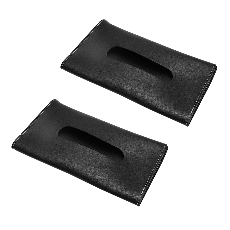 

2X Car Tissue Box Towel Sets Car Sun Visor PU Leather Tissue Box Holder Car Tissue Holder For Cars Black