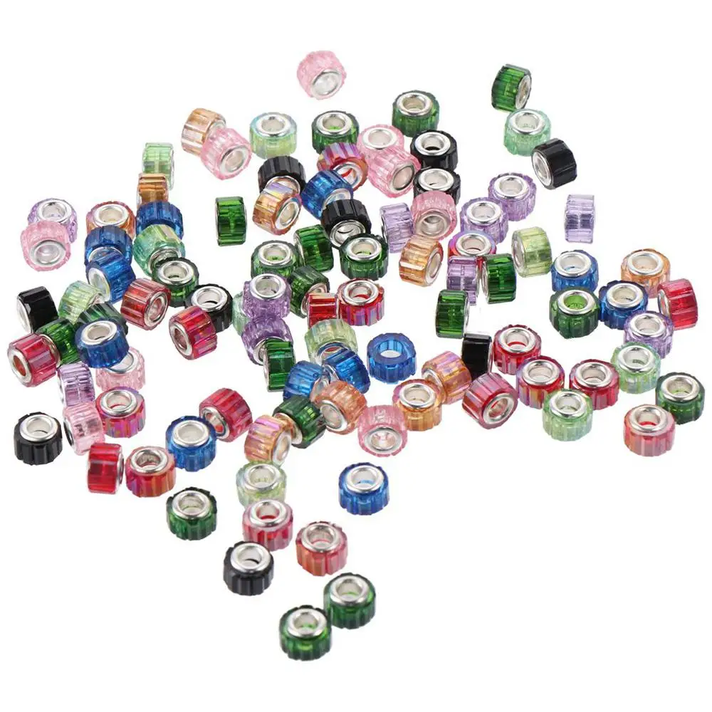 

multicolor Column Glass Beads glass with plating silver brass core Slide Charm Crystal Rondelle Spacer for DIY Bracelet