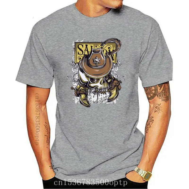 

Man Clothing New Swag Cowboy Style T-shirt Men White T Shirts Punk Skull Printed Mens Clothes Cotton Vintage Tops & Tees Cow