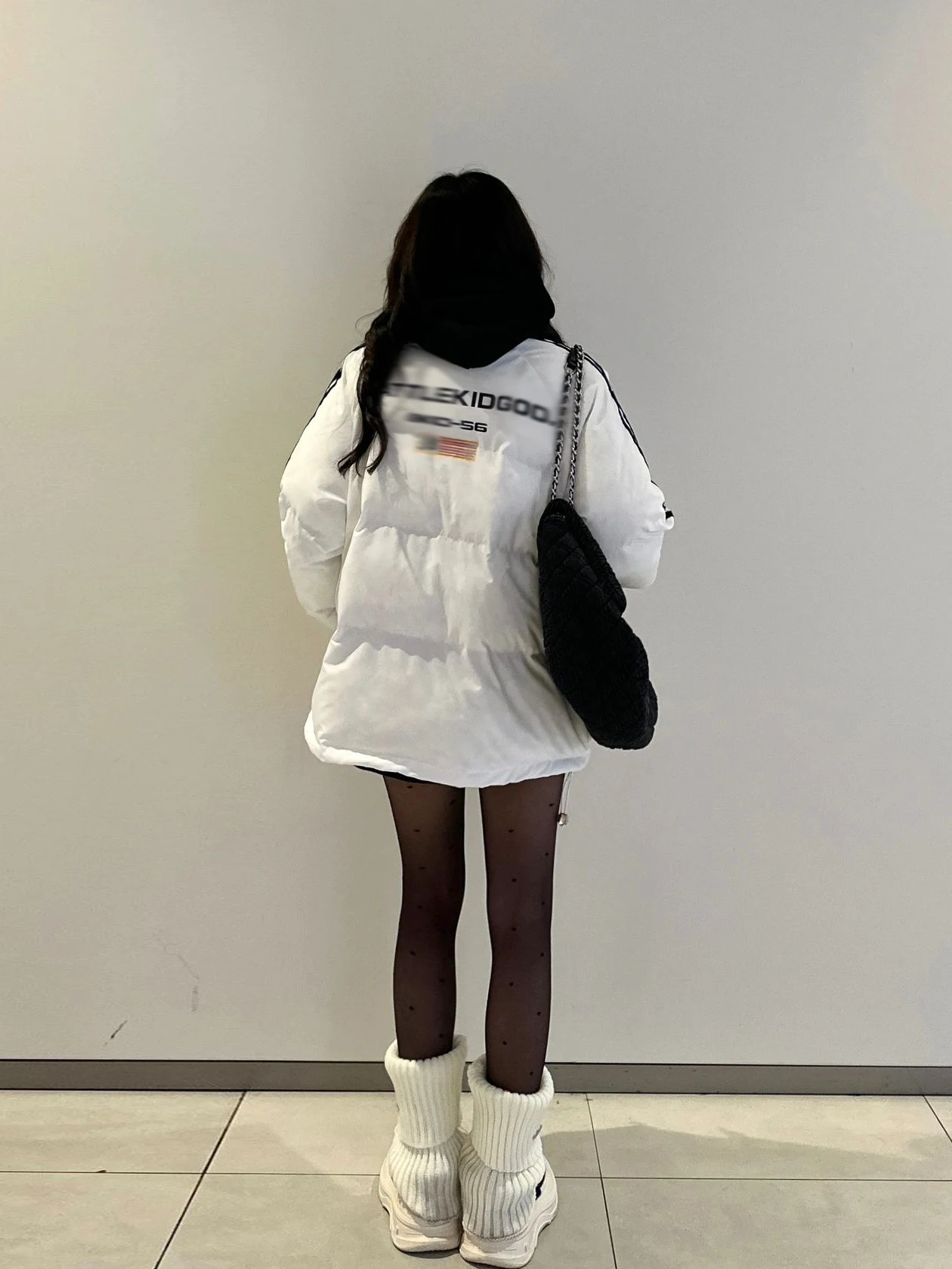 Американский белый пуховик с тремя полосками женская одежда хлопковой