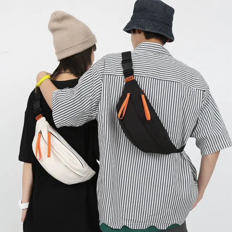 Men's Fashion Brand Sport Chest Bag  Japanese Style Simple Waist Bag Shoulder Bag Men's Canvas Casual Messenger Bag