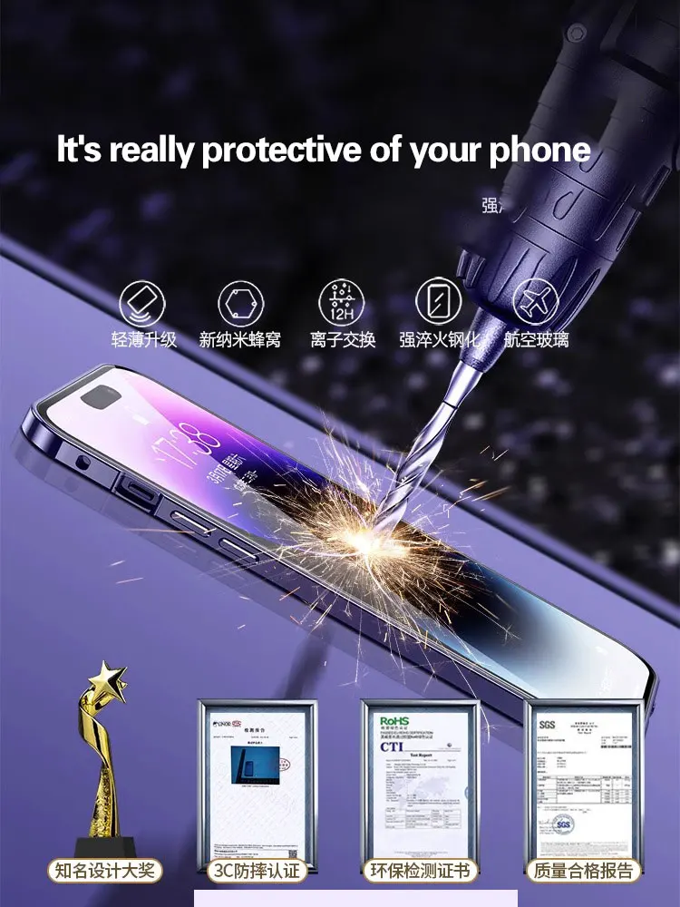 For iPhone 14 pro max phone case new double-sided glass plus 13 lens all-inclusive anti-fall magnetic suction 12 anti-peeping