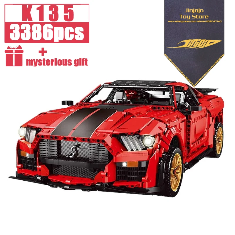 

K135 Shelby GT500 Model 1:8 Mobil Balap Cepat Olahraga Super Teknis Kendaraan Mustang Blok Bangunan Brik Mainan Hadiah Anak-anak