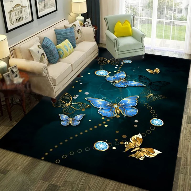 

Luxury Living Room Area Rug Butterfly 3D Carpets Children Room Kids Play Gaming Mat Bedroom Carpet Kitchen Rugs Floormat Doormat