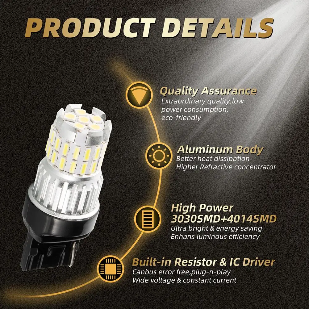 

12-24v 15w Led Bulb Car Turning Light Auto Tail Brake Lights 6500k Super-bright Spare Reversing Lamp Parts