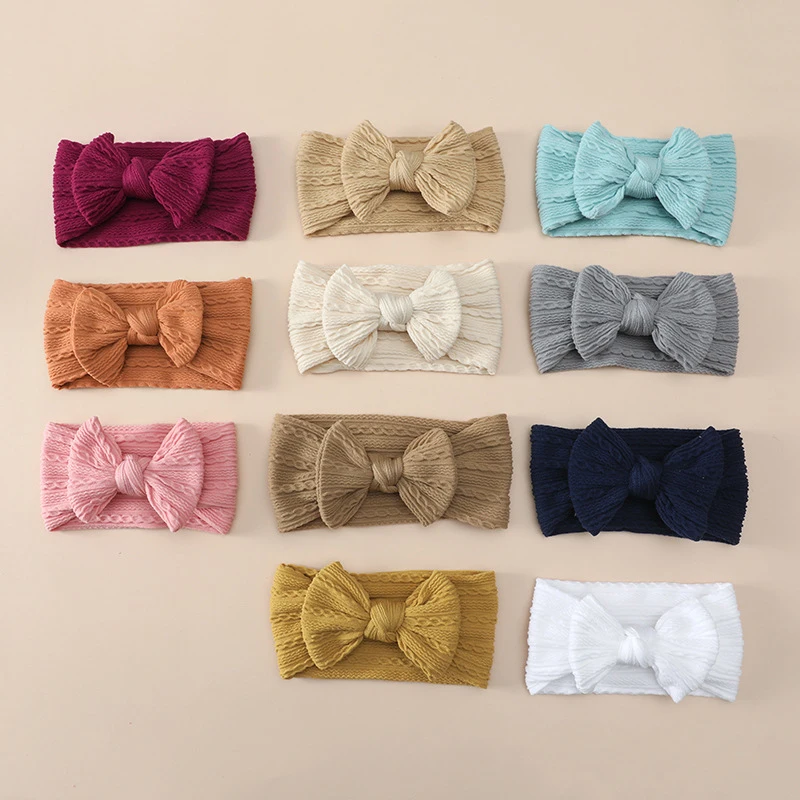 

1PC Cable Knit Baby Headbands for Kids Elastic Baby Girls Turban Bows Hairbands Newborn Headwrap Children Hair Accessories