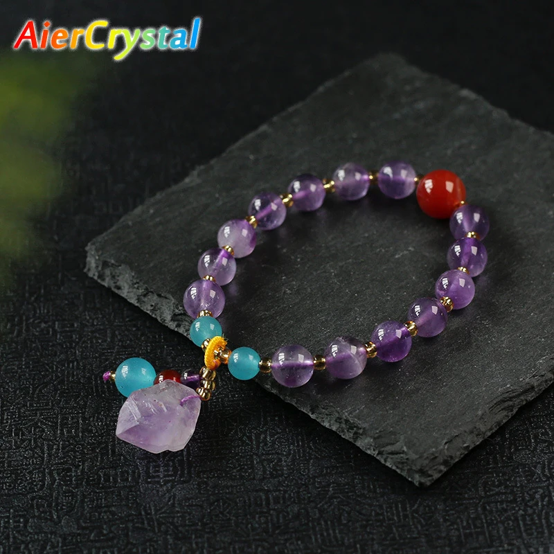 

Natural Crystal Fashion Gemstone Rutilated Lapis Lazuli Amethyst Amazonite Bead Bracelet Classic Luxury for Women Jewelry Gift