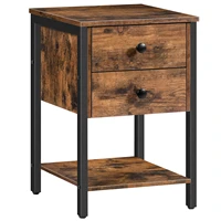 hoobro nightstand with 2 drawers and open shelf industrial square end table for storage bedside table in living room bedroom