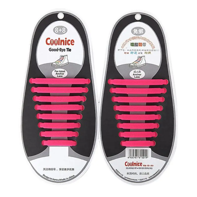

16Pcs/Set Unisex Adult No Tie Shoelaces Elastic Silicone Shoe String Waterproof
