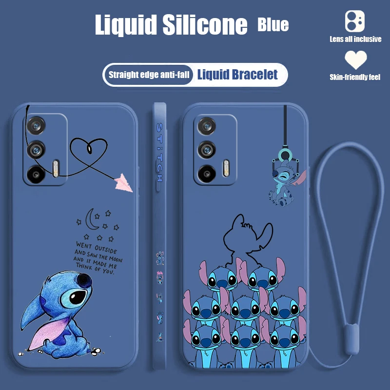 Disney мультфильм Лило и Стич для Realme Q5 GT Neo 5 3T 3 XT X3 C55 C30 C21Y C11 C2 Explorer Master жидкая левая