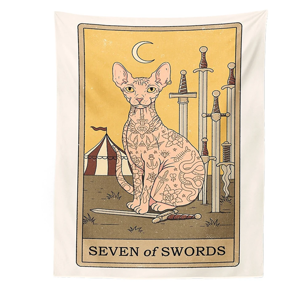 Гобелен в стиле Таро карточка гобелен бохо настенная подвеска кошка