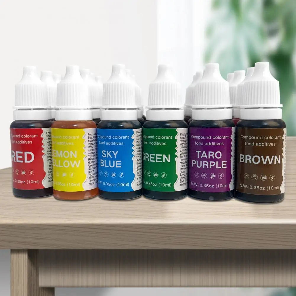 

12/24Pcs 10ml Food Coloring Set Tasteless Highly Concentrated Multipurpose Vibrant Rainbow Color Liquid Food Dye for Baking