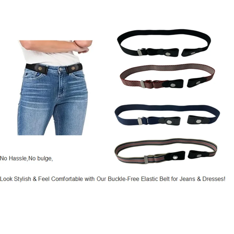 Pants Adjuster No Hassle No Bulge Look Stylish & Feel Comfortable with Our Buckle-Free Elastic Belt for Jeans & Dresses!