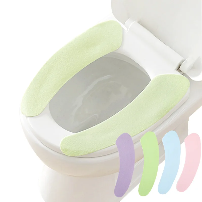 2Pc/set Winter Warm Toilet Seat Cover Closestool Mat Washable Bathroom Accessories Pure Color Soft Toilet Seat Cushion Universal