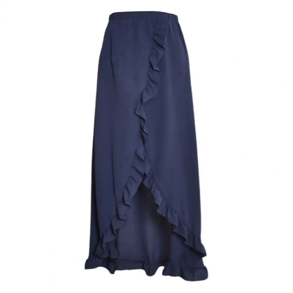 

Beach Skirt Solid Color Ruffles Summer Slit Long Skirt Beachwear