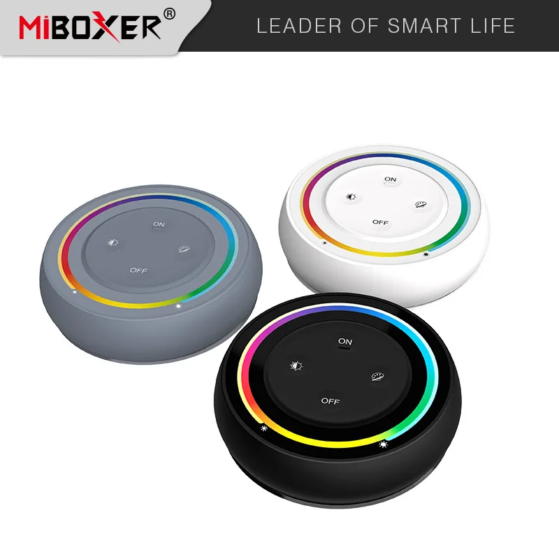 Miboxer 2.4G Rainbow Remote RGB+CCT LED Controller Round White/Black/Gray dimmer Milight RGB+CCT LED Light Bulb Lamp switch