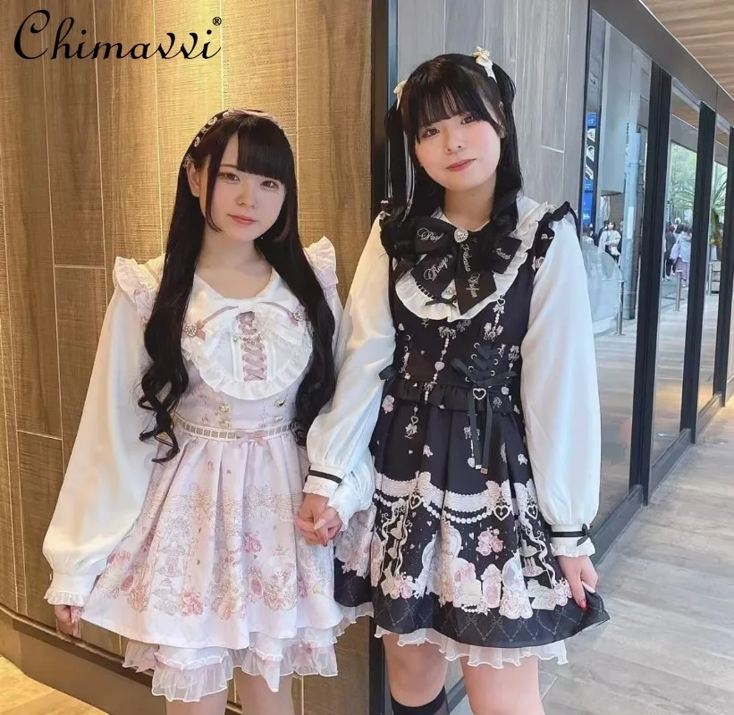 Осеннее платье в стиле &quotЛолита&quot с длинным рукавом и изображением мультяшного