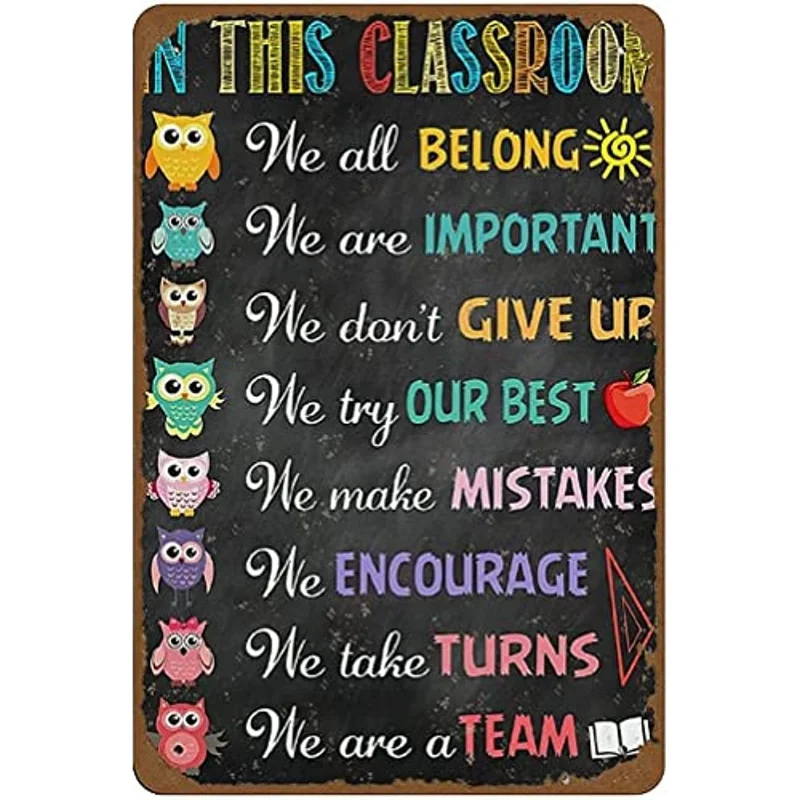 

Owl In This Classroom We All Belong We Are Important Print Poster Wall Decor Classroom Sign Classroom Decor Teacher Poster