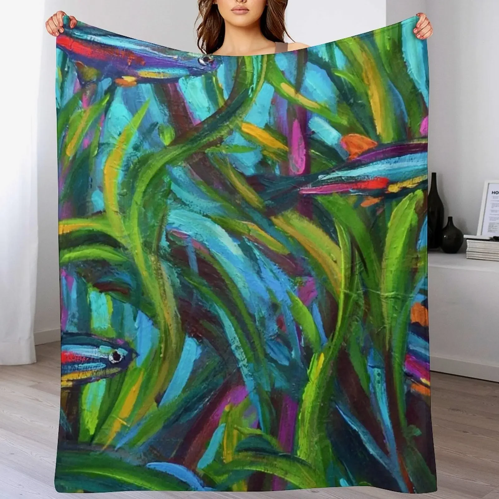 Новое неоновое одеяло Tetra Fish Art от Роберта Фелпса гигантские одеяла для дивана и