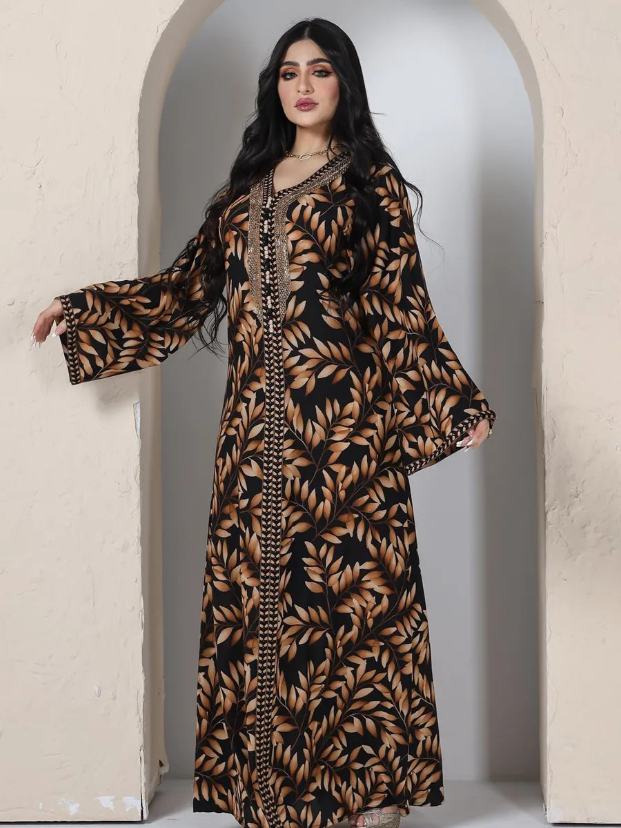 

Vestidos Women Muslim Arabic Dubai Abaya Dress Caftan Marocain Ramadan Robe Kaftan Femme Diamond Evening Party Maxi Dresses