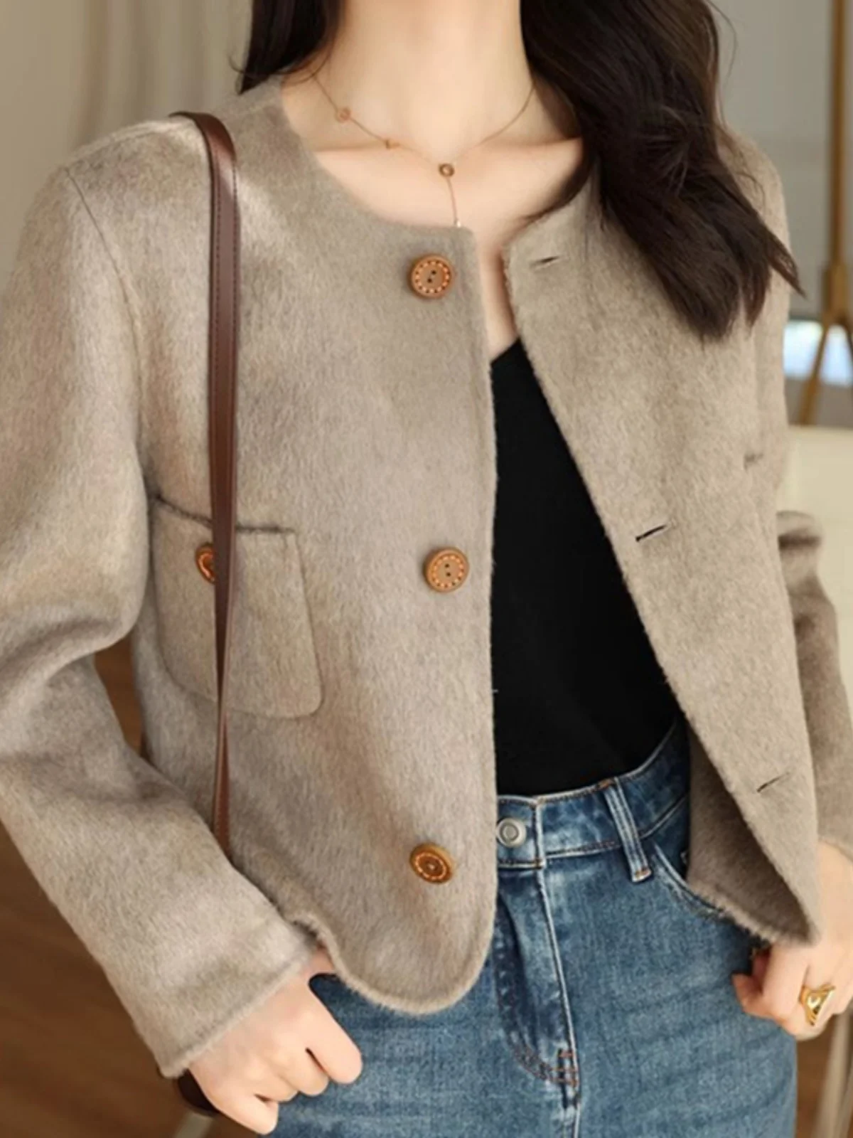 High end Fashionable Western Sle Woolen Outerwear Women Autumn and Winter New Loose Slimming Temperament Small Short Woolen...