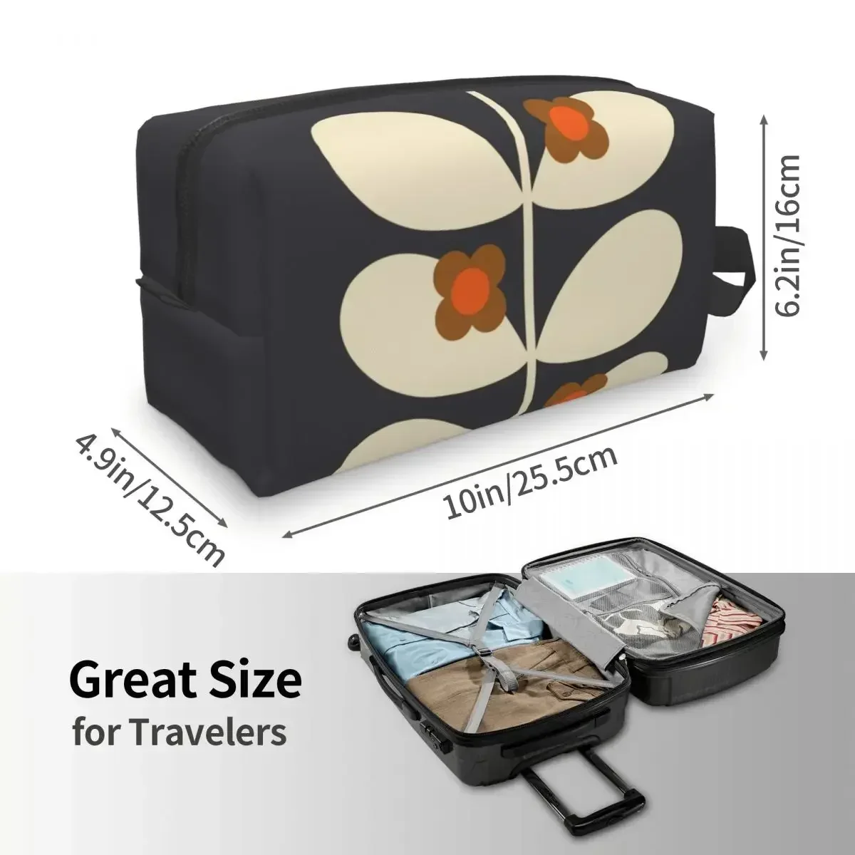 Фото Косметичка с принтом Wild Rose Stem Jet Orla Kiely, женская модная косметичка большой емкости, косметичка для хранения косметики №3