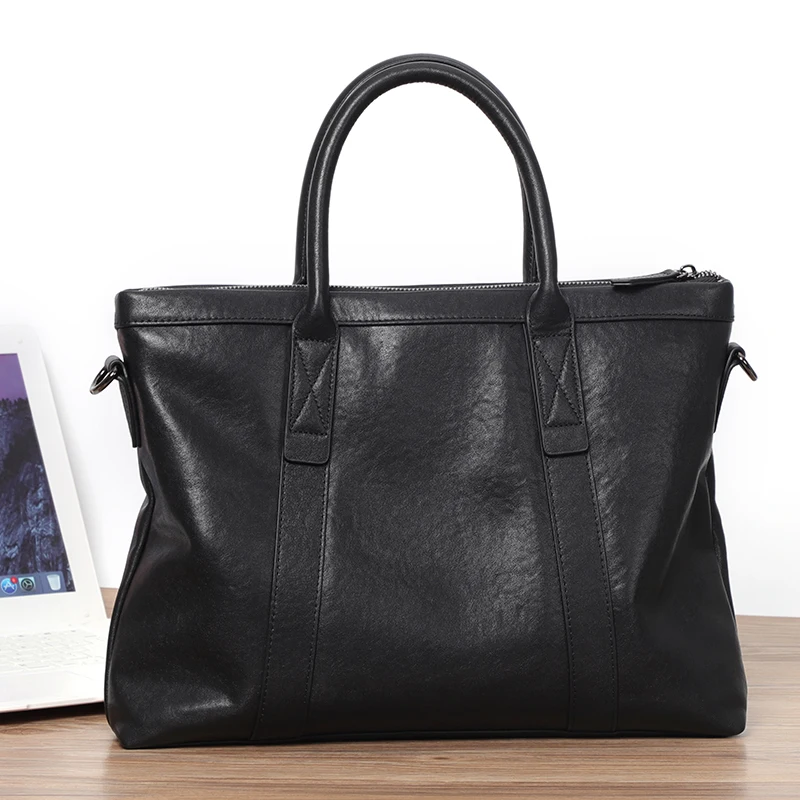 

Fashion Men's Briefcase Korean Brand Designer Men's Bag Handbag Genuine Leather British Shoulder Bag Male Business Laptop Bags