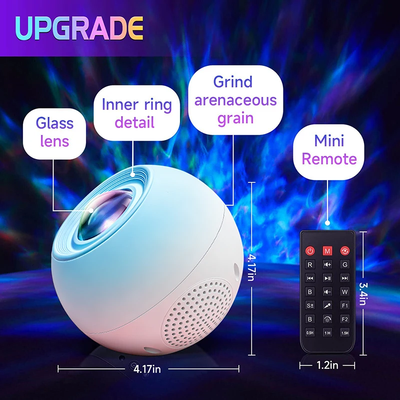 Water Ripples Galaxy Light Projector Starry Sky Night Light Bluetooth-Speakers Led Lamp Home Gaming Room Bedroom Decoration Gift images - 6
