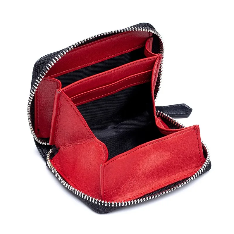 

Simple Genuine Leather Coin Purse Men Small Change Pocket Blocking Business Card Holder Women Elegant Mini Wallet Money Bag