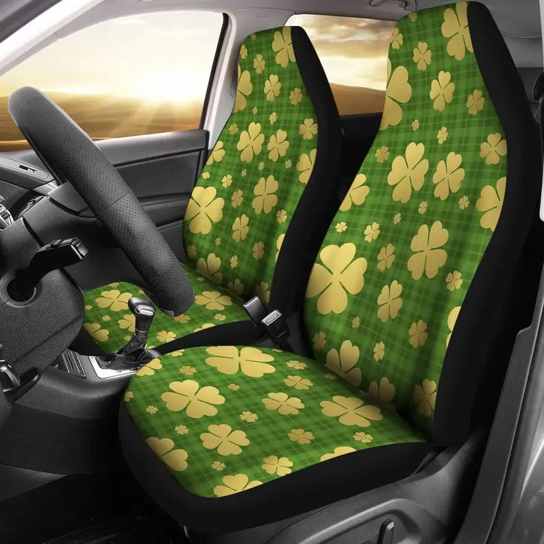 

Clover Car Seat Covers (Set Of 2) - Universal Front Car and Suv Seat Covers - Custom Seat Protector - Car - gift for her him