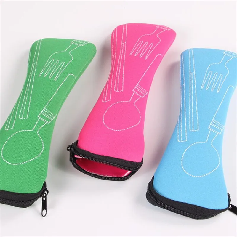 

1PC Tableware Bag Washable with Zipper Travel Cutlery Kit Case Portable Pouch For Dinner Household Tool Travel Camping Spoon