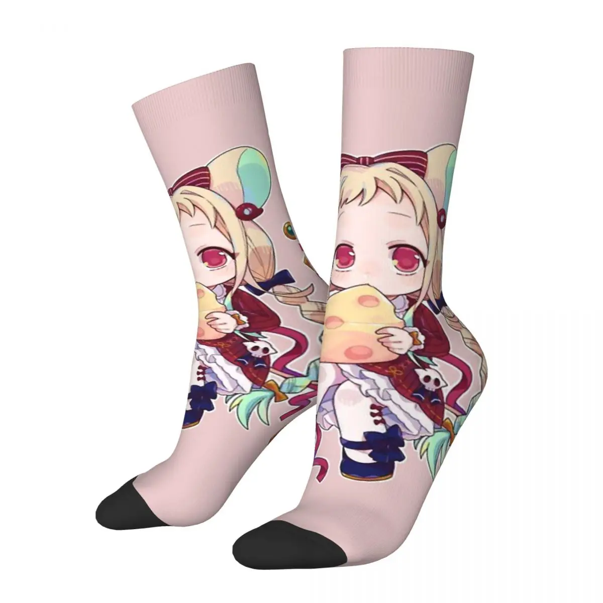 

Funny Crazy Sock for Men Jibaku Shounen Hanako-kun Yashiro Nene Vintage Jibaku Shonen Hanako-kun Pattern Printed Crew Sock