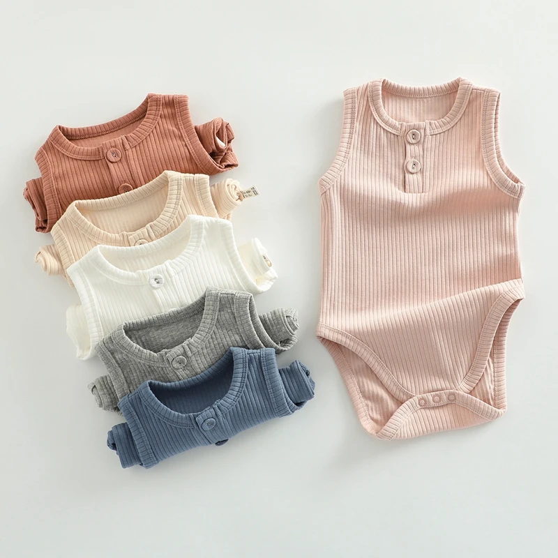 

Baby Girls Rompers Clothes Summer Infant Newborn Girls Knitted Sleeveless Cotton Bodysuits Jumpsuits Outfits
