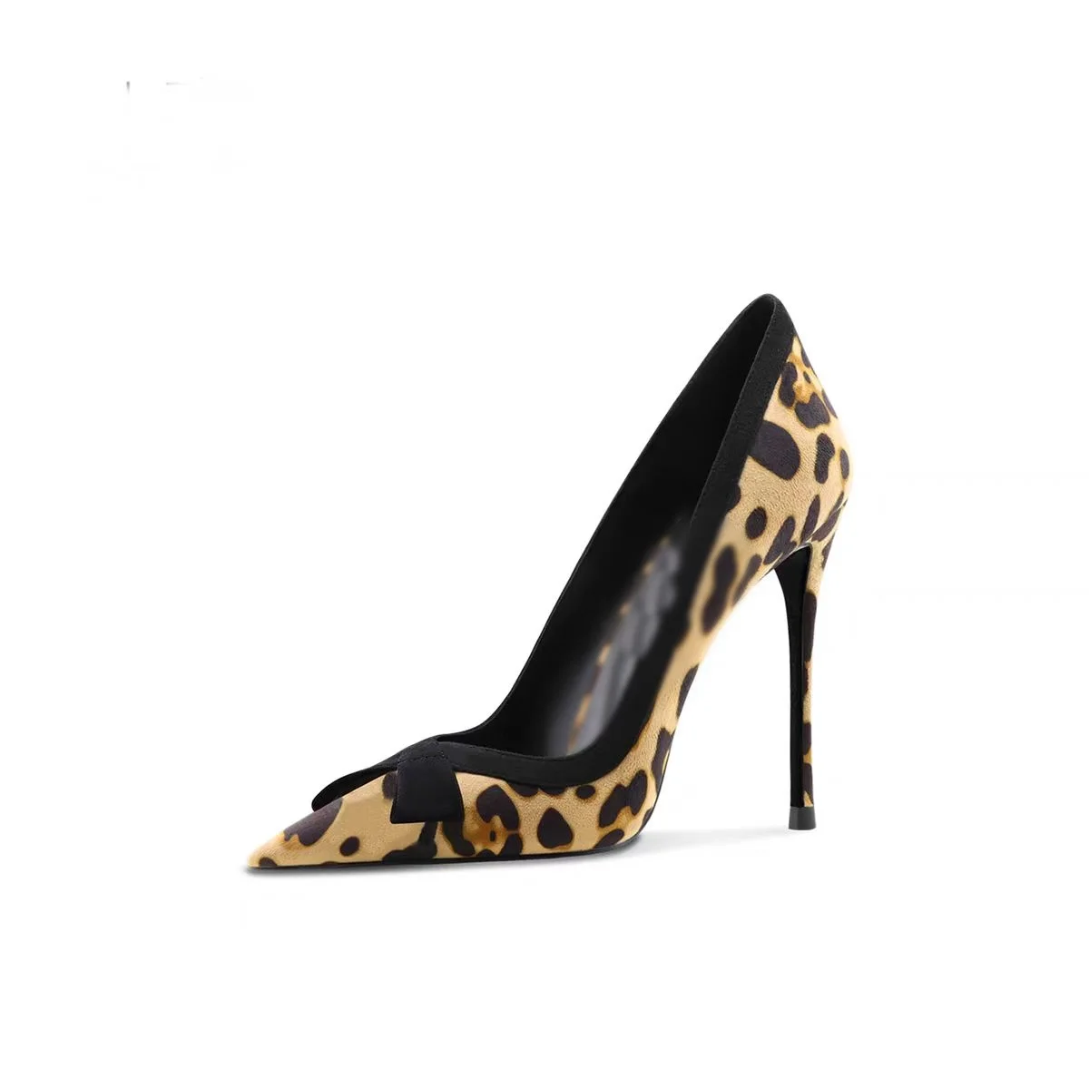 Леопардовые туфли-лодочки без шнуровки с неглубоким бантом и узлом модная