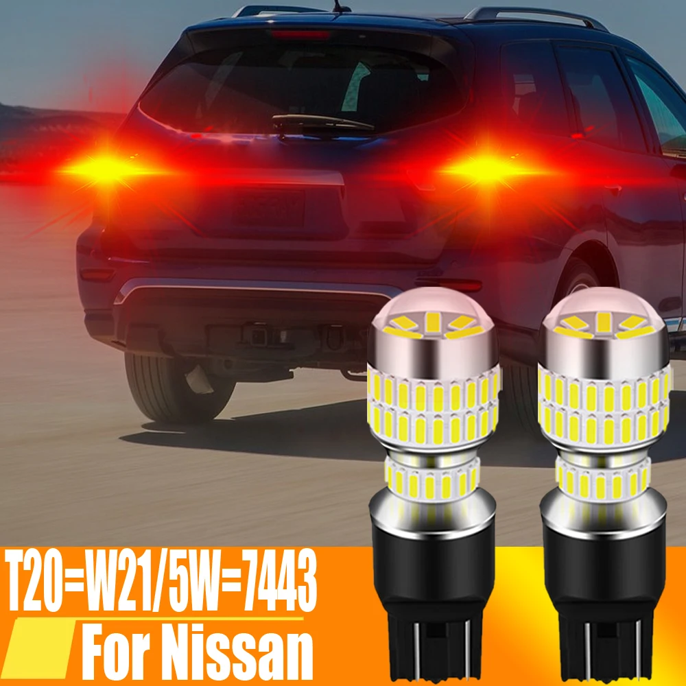 Светодиодная лампа заднего хода W21/5W T20 7443, 2 шт., 12 В для Nissan X Trail T31 Pathfinder R52 Juke F15 SUZUKI Opel